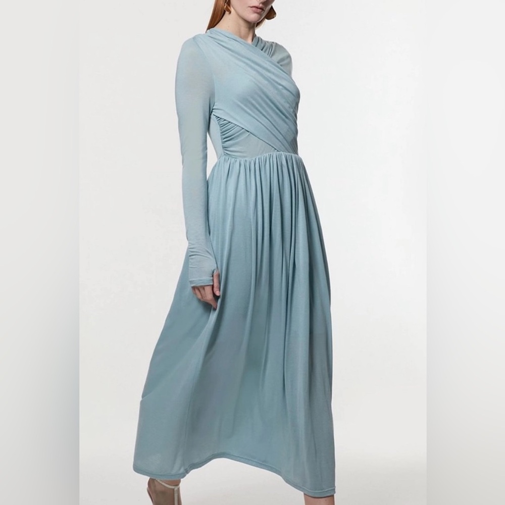 Karen Millen blue long sleeved midi dress